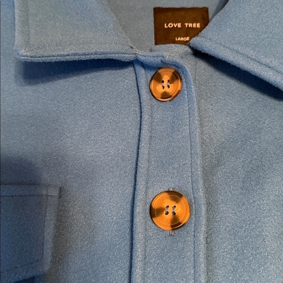 Love Tree Blue Chunky Cropped Casual Boxy Fleece Winter Cozy Jacket Size L - Picture 5 of 5